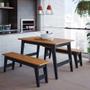 Imagem de Conjunto Sala de Jantar 130X78 100% MDF Com 2 Bancos Aurora Cimol Chumbo Preto/Nature