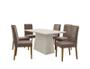 Imagem de Conjunto Sala de Jantar Barbara 1,60m e 6 Cadeiras Caroline Off White/Ype/Veludo Marrom Rose - FdECOR