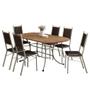 Imagem de Conjunto Sala de Jantar Egeu com Mesa e 6 Cadeiras Prata/Marrom Carraro