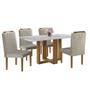 Imagem de Conjunto Sala de Jantar em Madeira Maciça Mesa Tampo 4 Cadeiras Jade Móveis Mix