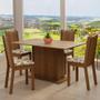 Imagem de Conjunto Sala de Jantar Madesa Luana Mesa Tampo de Madeira com 4 Cadeiras - Rustic/Bege Marrom
