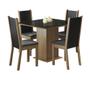 Imagem de Conjunto Sala de Jantar Madesa Moscou Plus Mesa Tampo de Vidro com 4 Cadeiras - Rustic/Preto
