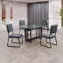Imagem de Conjunto Sala de Jantar Mesa 120x90cm Base Pérola Tampo Mdf Laca com Vidro Napoli