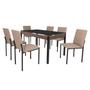 Imagem de Conjunto Sala de Jantar Mesa 140x80cm Tampo Vidro com 6 Cadeiras Dubai Ciplafe