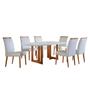 Imagem de Conjunto Sala de Jantar Mesa 180x90cm Tampo Madeira/Vidro Vitoria com 6 Cadeiras Havana Mobilare