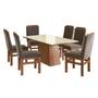 Imagem de Conjunto Sala de Jantar Mesa 90x160cm Tampo Vidro com 6 Cadeiras Madeira Maciça Tecido Joli Zamarchi