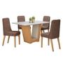 Imagem de Conjunto Sala de Jantar Mesa Apogeu 120cm Tampo Mdf com Vidro e 4 Cadeiras Luar