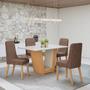 Imagem de Conjunto Sala de Jantar Mesa Apogeu 120cm Tampo Mdf com Vidro e 4 Cadeiras Luar