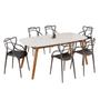 Imagem de Conjunto Sala de Jantar Mesa Ceci com Vidro com 6 Cadeiras Allegra Espresso Móveis