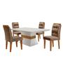Imagem de Conjunto Sala de Jantar Mesa Clarice 120x80cm Tampo Vidro/MDF Canto Reto com 4 Cadeiras Valentina Ru