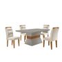 Imagem de Conjunto Sala de Jantar Mesa Clarice 120x80cm Tampo Vidro/mdf Canto Reto com 4 Cadeiras Valentina