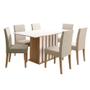 Imagem de Conjunto Sala de Jantar Mesa com Tampo Chanfrado Amalia 6 Cadeiras Estofadas Jade Poliman
