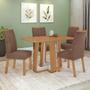 Imagem de Conjunto Sala de Jantar Mesa Easy Pop 120x80cm Tampo MDF com 4 Cadeiras Confort Couro Morano Avelã Amêndoa/Off White