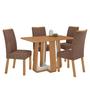 Imagem de Conjunto Sala de Jantar Mesa Easy Pop 120x80cm Tampo MDF com 4 Cadeiras Confort Couro Morano Avelã Amêndoa/Off White