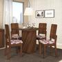 Imagem de Conjunto Sala de Jantar Mesa em Madeira Formosa 4 Cadeiras Dama Dj Móveis Madero Tx/Floral Vermelho