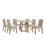 Imagem de Conjunto Sala de Jantar Mesa Florença Madeira Maciça 160x90cm Tampo Retângular Vidro Off White com 6 Cadeiras Dallas com Puxador Móveis Minas