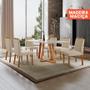Imagem de Conjunto Sala de Jantar Mesa Florença Madeira Maciça 160x90cm Tampo Retângular Vidro Off White com 6 Cadeiras Dallas com Puxador Móveis Minas