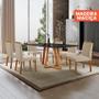 Imagem de Conjunto Sala de Jantar Mesa Florença Madeira Maciça 180x90cm Tampo Retângular Vidro Preto com 6 Cadeiras Dallas com Puxador  Móveis Minas