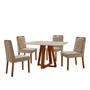 Imagem de Conjunto Sala de Jantar Mesa Floripa Madeira Maciça 120x80cm Tampo Retângular Vidro Off White com 4 Cadeiras Dallas com Puxador Móveis Minas