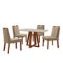 Imagem de Conjunto Sala de Jantar Mesa Floripa Madeira Maciça 120x80cm Tampo Retângular Vidro Off White com 4 Cadeiras Luna com Puxador Móveis Minas