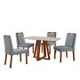Imagem de Conjunto Sala de Jantar Mesa Floripa Madeira Maciça 120x80cm Tampo Retângular Vidro Off White com 4 Cadeiras Luna com Puxador Móveis Minas