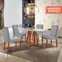 Imagem de Conjunto Sala de Jantar Mesa Floripa Madeira Maciça 120x80cm Tampo Retângular Vidro Off White com 4 Cadeiras Luna com Puxador Móveis Minas
