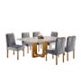 Imagem de Conjunto Sala de Jantar Mesa Lisy Madeira Maciça e 6 Cadeiras Safira Veludo Cinza Profundo Móveis Mundial