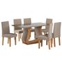 Imagem de Conjunto Sala de Jantar Mesa Livia 160x80cm Tampo Vidro/MDF com 6 Cadeiras Venus Viero Móveis