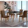 Imagem de Conjunto Sala de Jantar Mesa Liz 120cm com Vidro Canto Copo e 4 Cadeiras Athenas Moderna