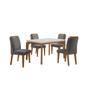 Imagem de Conjunto Sala de Jantar Mesa Liz 120cm em MDF Canto Reto e 4 Cadeiras Athenas Moderna