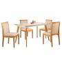 Imagem de Conjunto Sala de Jantar Mesa Mad 135cm com 4 Cadeiras Berlimestrutura em madeira Maciça e Tampo MDF/Vidro