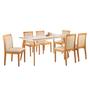 Imagem de Conjunto Sala de Jantar Mesa Mad 160cm com 6 Cadeiras Berlimestrutura em madeira Maciça e Tampo MDF/Vidro