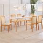 Imagem de Conjunto Sala de Jantar Mesa Mad 160cm com 6 Cadeiras Berlimestrutura em madeira Maciça e Tampo MDF/Vidro