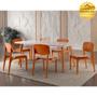Imagem de Conjunto Sala de Jantar Mesa Malta 160cm com Vidro e 6 Cadeiras Malta Gold em Madeira Moderna