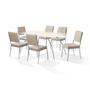 Imagem de Conjunto Sala de Jantar Mesa Milleni 160x90cm Tampo Vidro com 6 Cadeiras Riana Aço Nobre Móveis