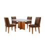 Imagem de Conjunto Sala de Jantar Mesa Olímpia 90cm Tampo em MDF Canto Copo e 4 Cadeiras Liz Moderna