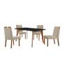 Imagem de Conjunto Sala de Jantar Mesa Paris Madeira Maciça 140x80cm Tampo Retângular Vidro Preto  com 4 Cadeiras Ágata com Puxador  Móveis Minas