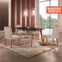 Imagem de Conjunto Sala de Jantar Mesa Paris Madeira Maciça 140x80cm Tampo Retângular Vidro Preto  com 4 Cadeiras Ágata com Puxador  Móveis Minas