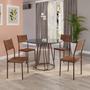 Imagem de Conjunto Sala de Jantar Mesa Redonda 100cm Base Omega Tampo Mdf Laca com Vidro Florença