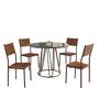 Imagem de Conjunto Sala de Jantar Mesa Redonda 100cm Base Omega Tampo Mdf Laca com Vidro Florença