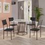 Imagem de Conjunto Sala de Jantar Mesa Redonda 100cm Base Omega Tampo Mdf Laca com Vidro Florença