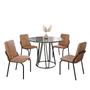 Imagem de Conjunto Sala de Jantar Mesa Redonda 100cm Base Omega Tampo Mdf Laca com Vidro Malibu