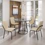 Imagem de Conjunto Sala de Jantar Mesa Redonda 100cm Base Omega Tampo Mdf Laca com Vidro Malibu