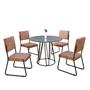 Imagem de Conjunto Sala de Jantar Mesa Redonda 100cm Base Omega Tampo Mdf Laca com Vidro Napoli