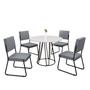 Imagem de Conjunto Sala de Jantar Mesa Redonda 100cm Base Omega Tampo Mdf Laca com Vidro Napoli