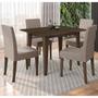 Imagem de Conjunto Sala de Jantar Mesa Retangular 120cm Kate sem Vidro com 4 Cadeiras Jade Amêndoa/Cappuccino - Poliman