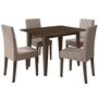 Imagem de Conjunto Sala de Jantar Mesa Retangular 120cm Kate sem Vidro com 4 Cadeiras Jade Amêndoa/Cappuccino - Poliman