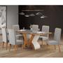 Imagem de Conjunto Sala de Jantar Mesa Retangular Novita com 6 Cadeiras Iza Mel/Grafite/Cinza