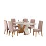 Imagem de Conjunto Sala de Jantar Mesa Retangular Novita com 6 Cadeiras Iza Mel/Off White/Rosa