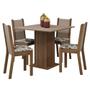 Imagem de Conjunto Sala de Jantar Mesa Tampo de Madeira 4 Cadeiras Rustic/Crema/ Hibiscos Briana Madesa